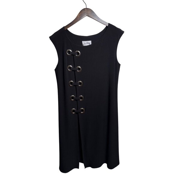 Joseph Ribkoff Black Grommet Dress Sz 14 Y2K‎ Mod - Picture 2 of 5